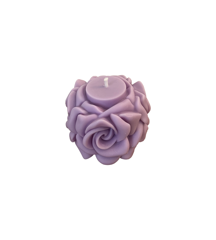bougie tour de roses lilas