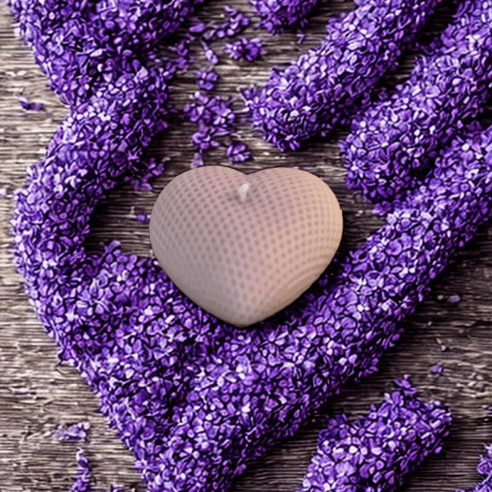 bougie coeur lilas
