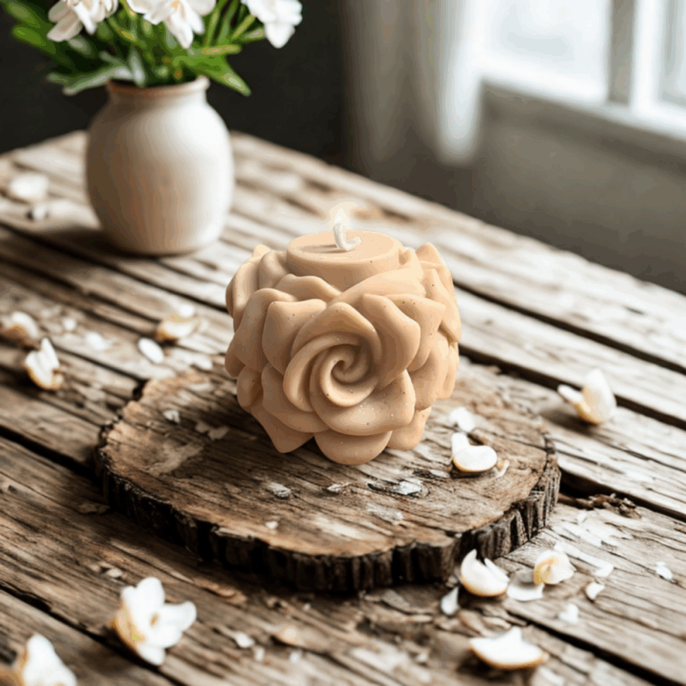 bougie tour de rose vanille