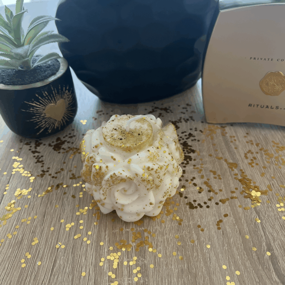 bougie tour de roses fleur de coton