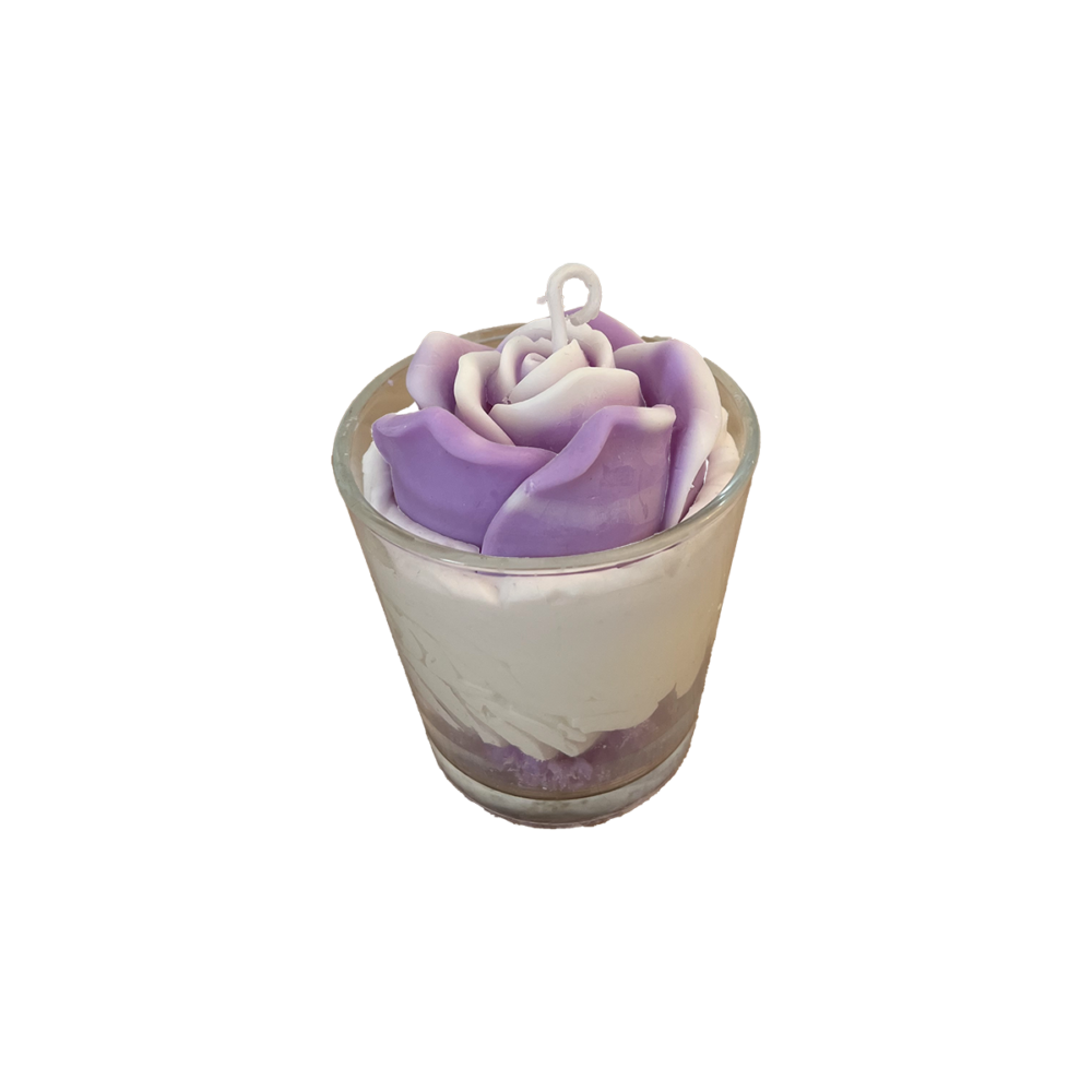 bougie rose lilas artisanale parfumée