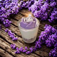 bougie rose lilas artisanale parfumée