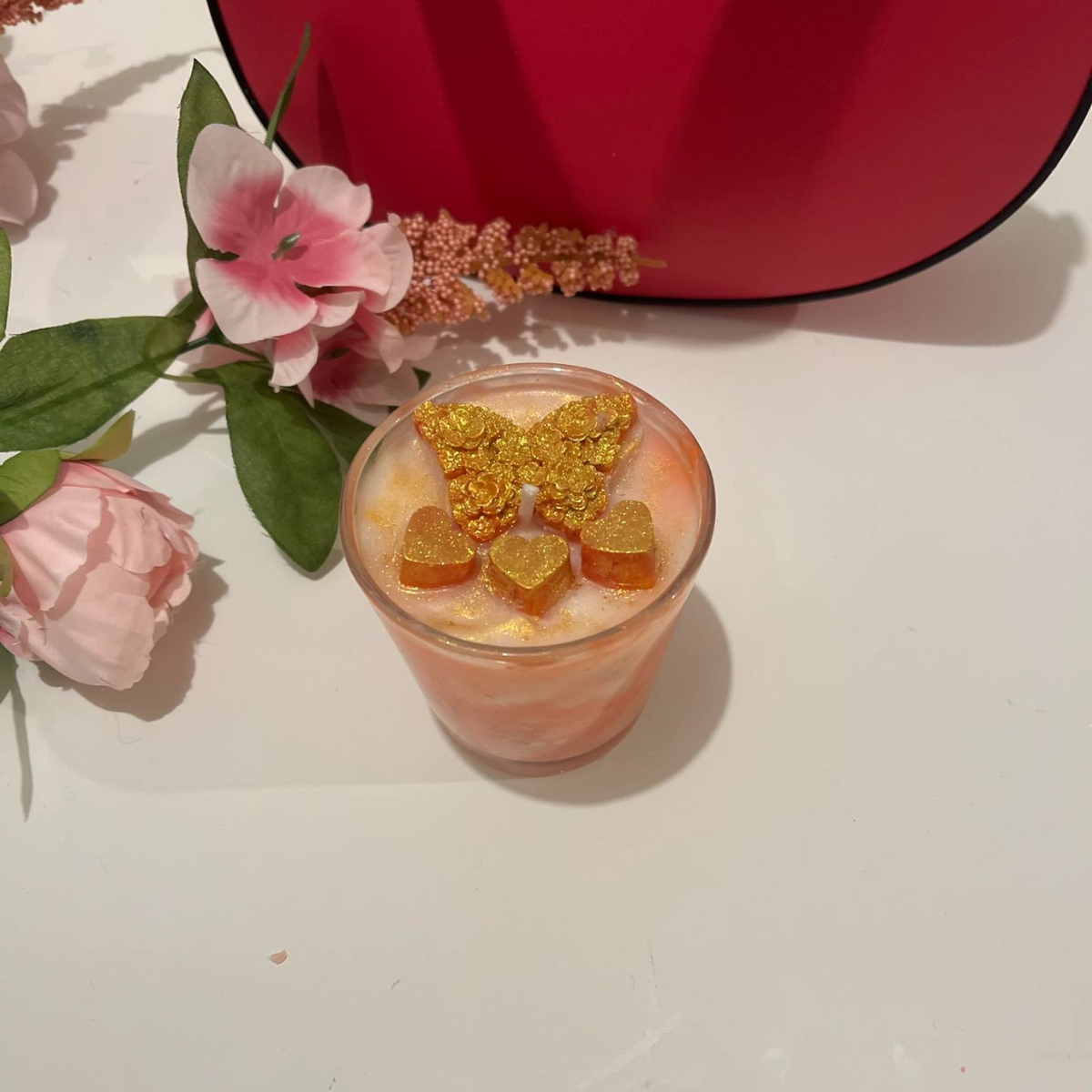 bougie bijou argenté orchidée noire artisanale