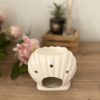 brûle-parfum céramique coquillage 12x10 cm 1 brûle-parfum en céramique blanche forme coquillage
