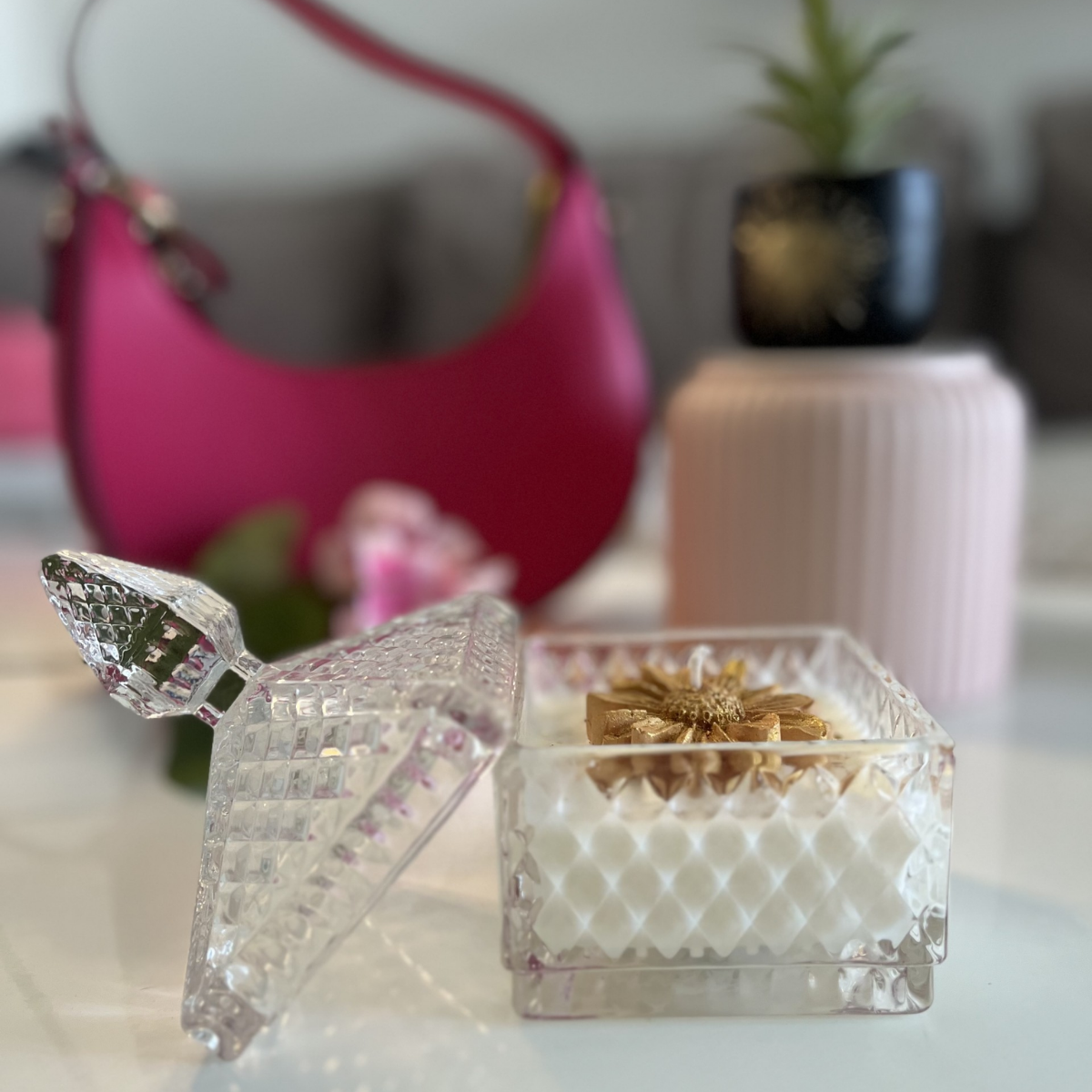 bougie grand luxe fleur de coton artisanale parfumée