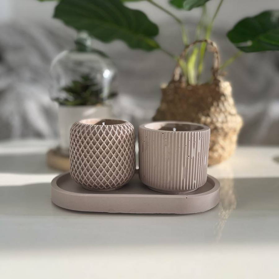 Bougies duo Jesmonite framboise noire vanille