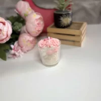 Bougie marguerite fleurs de cerisier artisanale